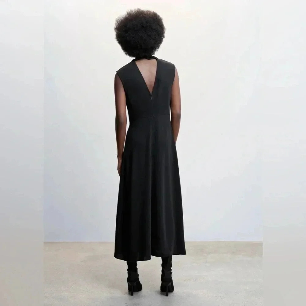 Mango Bow Dress Black NWT - Picture 4 of 9